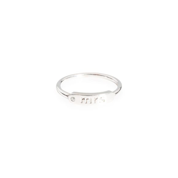 14K White Gold My Story "Mrs" ID Ring 0.01 ct - Picture 1 of 5
